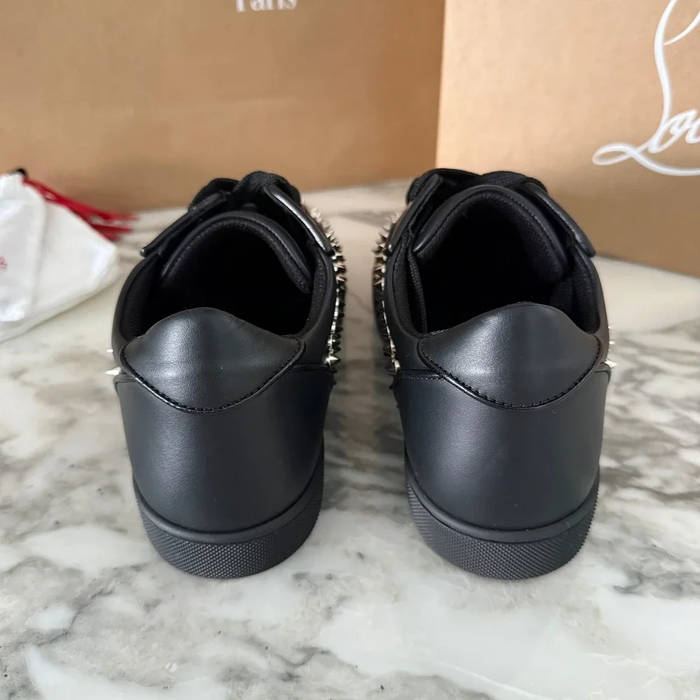 Christian Louboutin 3240804 Women's Vieira Night Spikes Black Sneakers, EU 39.5